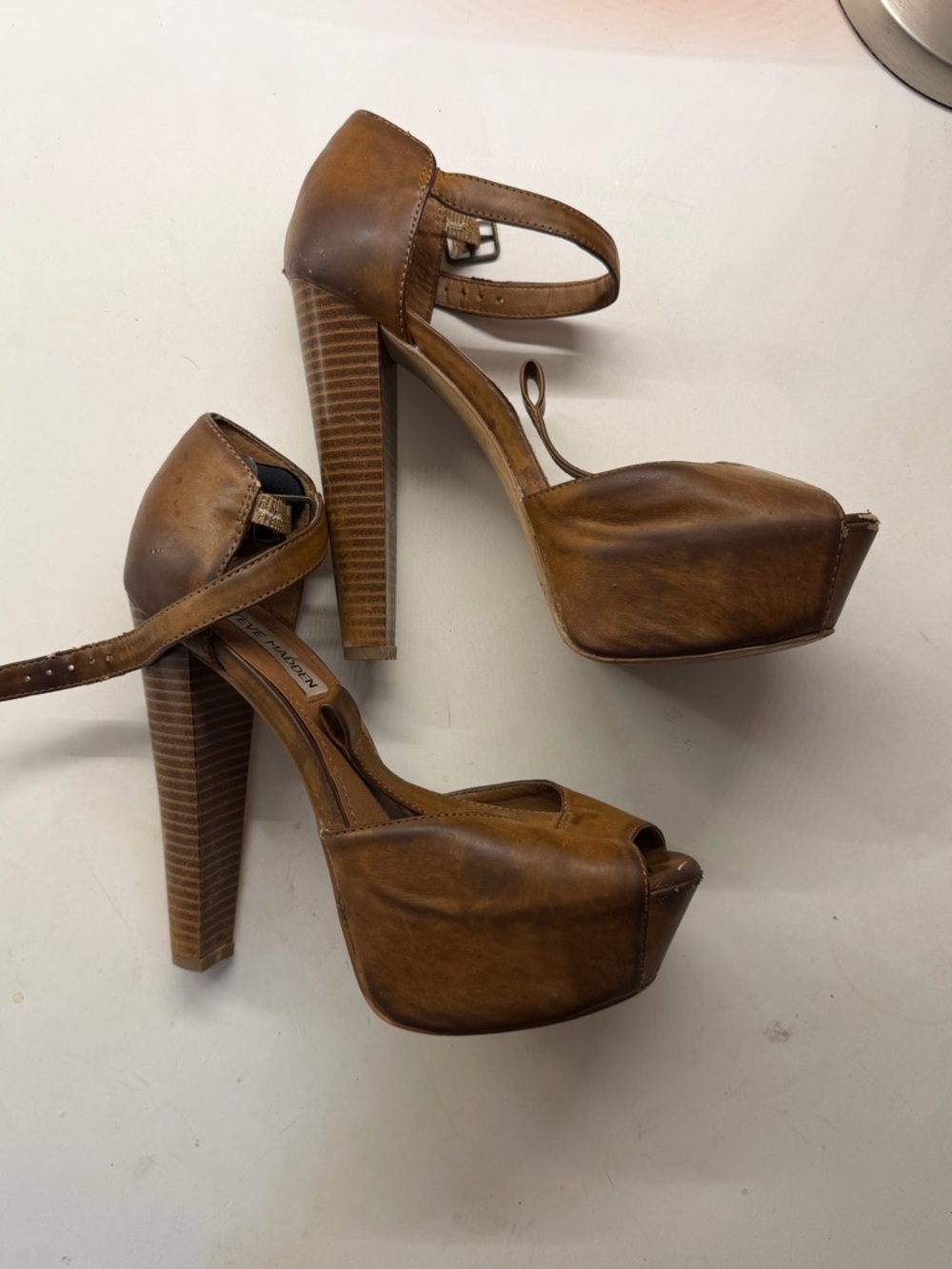 Steve Madden Brown T-Strap Platform Heels - Size 6.5